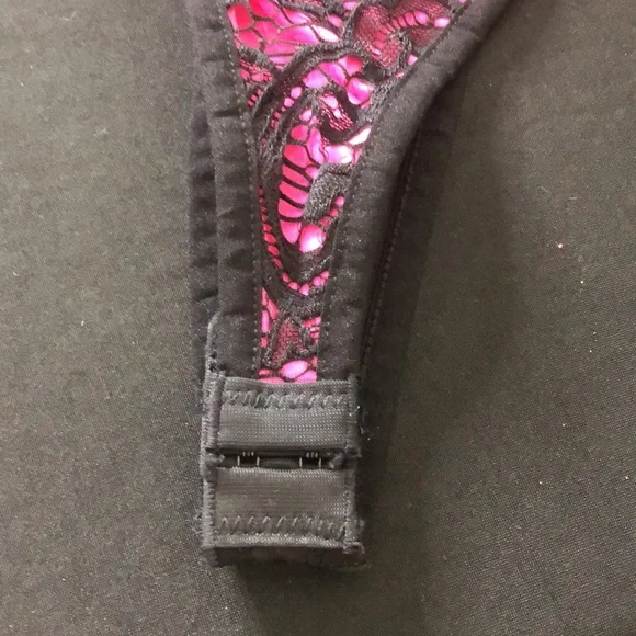 Pink & Black Lace Bodysuit with Bottom Closure - Picture 9 of 11